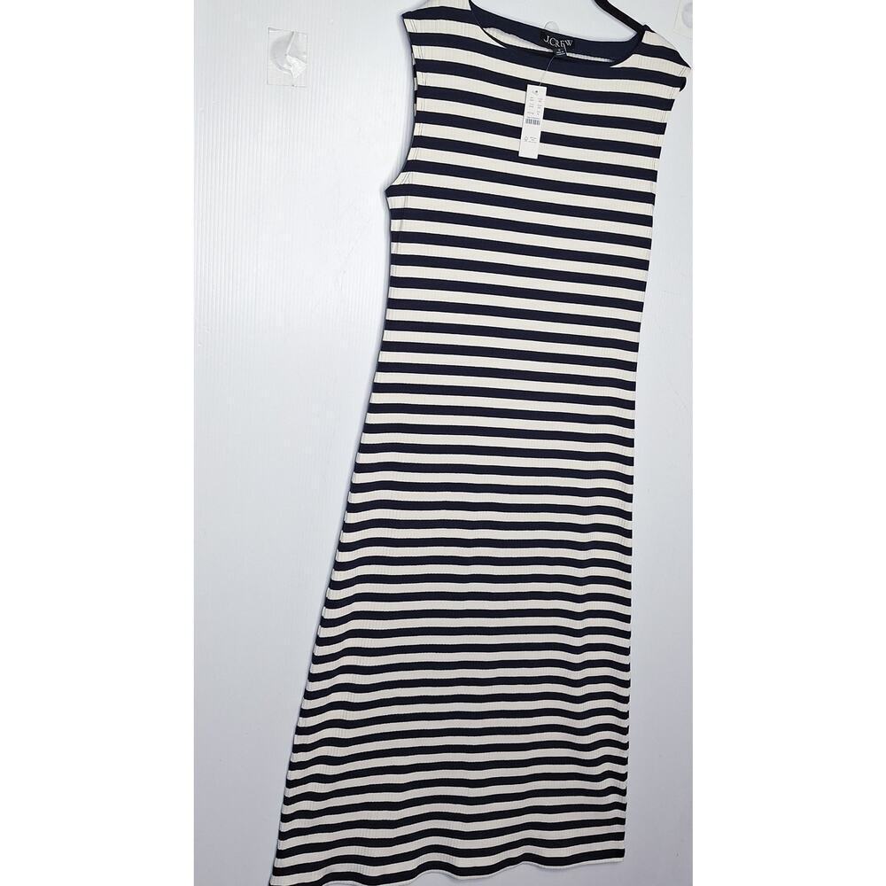 J. Crew Knit Boatneck Midi Maxi Dress Striped Ribbed Medium Nautical Preppy NEW - Picture 4 of 11